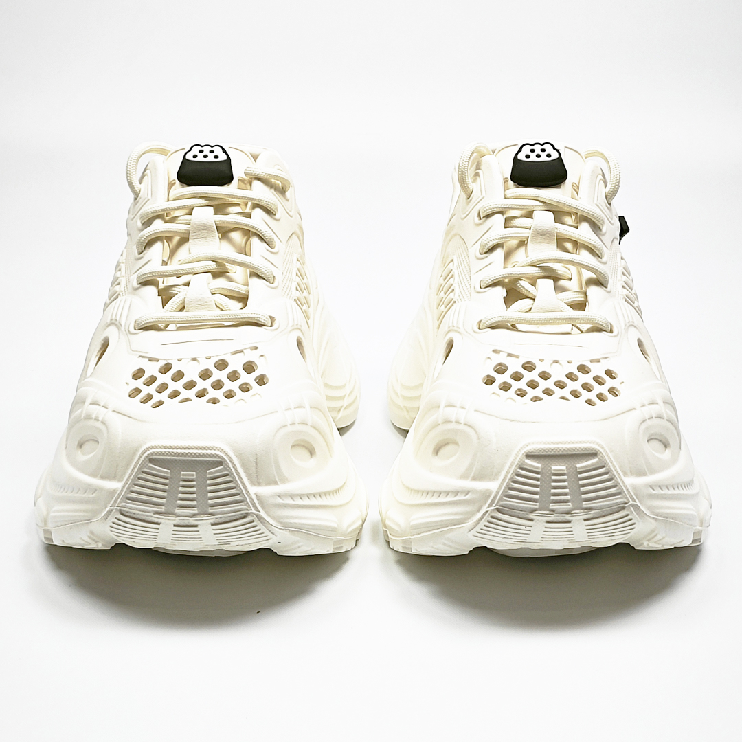 AKIBO輕量透氣老爹鞋-牛奶白(女款、6公分厚底增高、一體成型、輕量、耐走、防水)