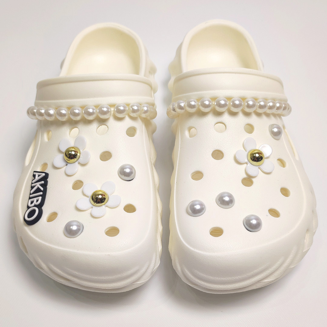 AKIBO珍珠小花款洞洞鞋扣 (十一件組)
