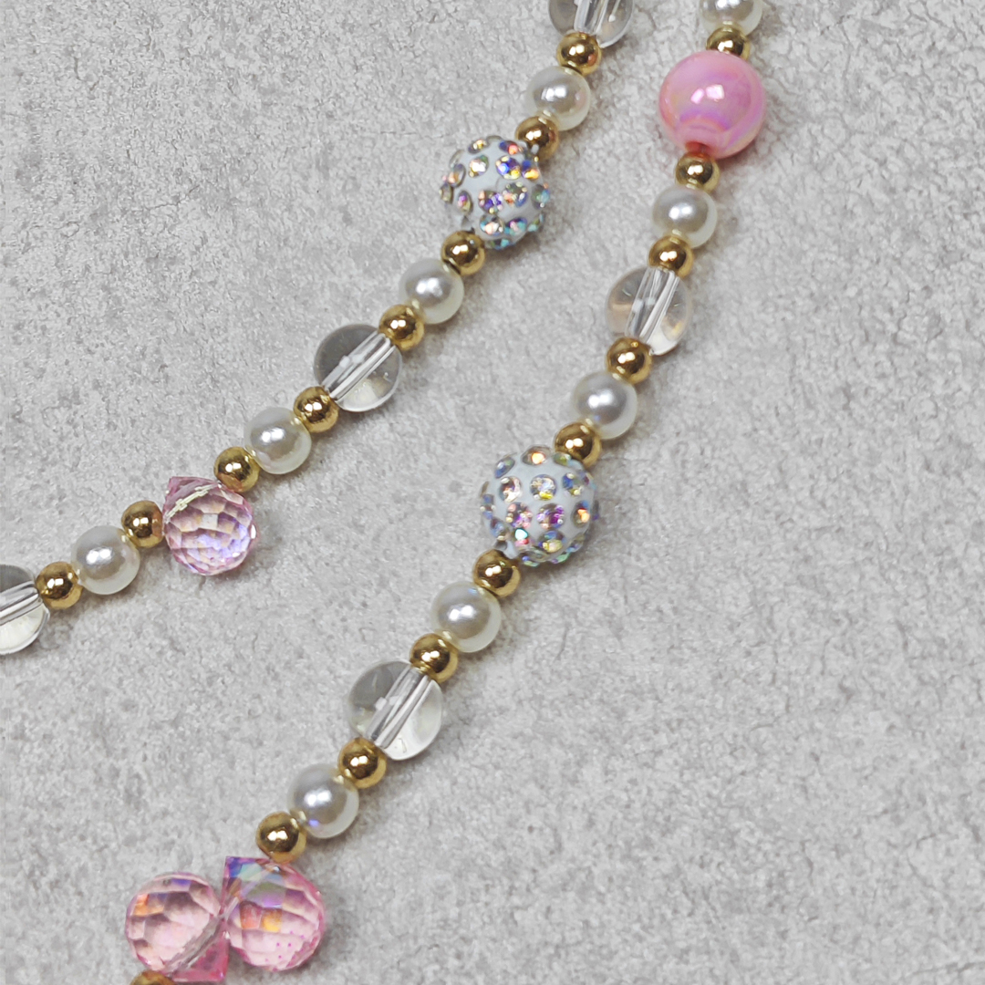 AKIBO巴洛克彩珠包包手機掛繩-櫻花粉