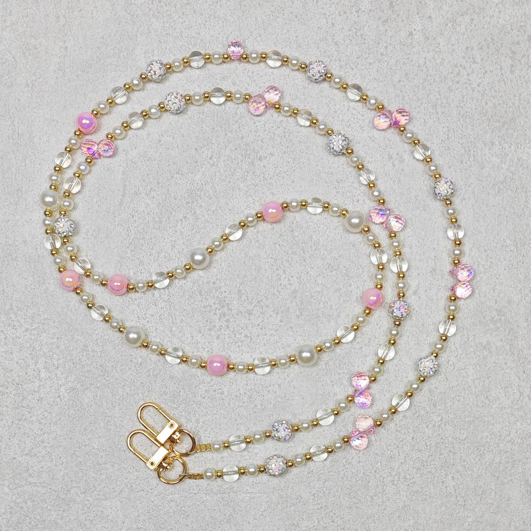 AKIBO巴洛克彩珠包包手機掛繩-櫻花粉