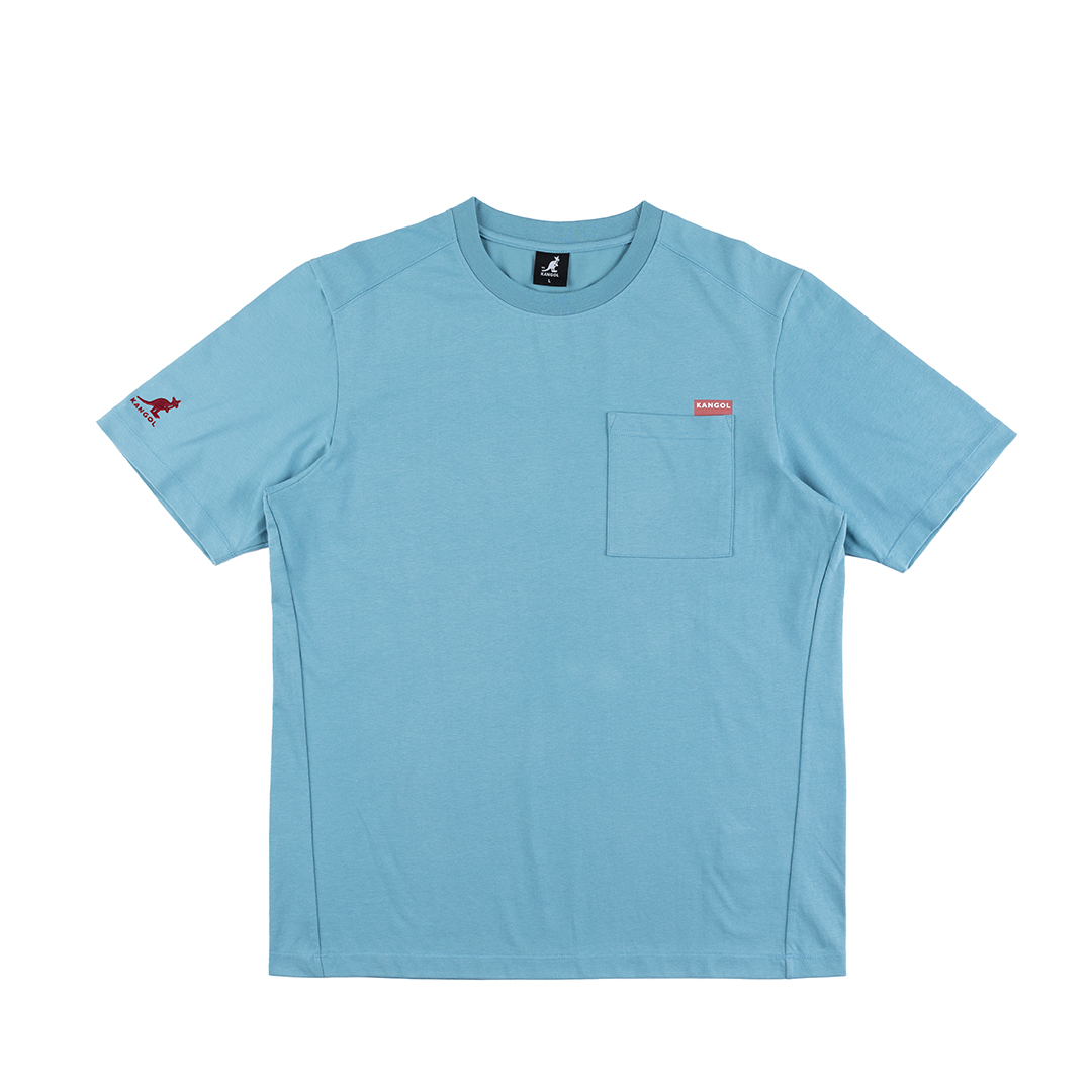 KANGOL中性微落肩口袋T-藍