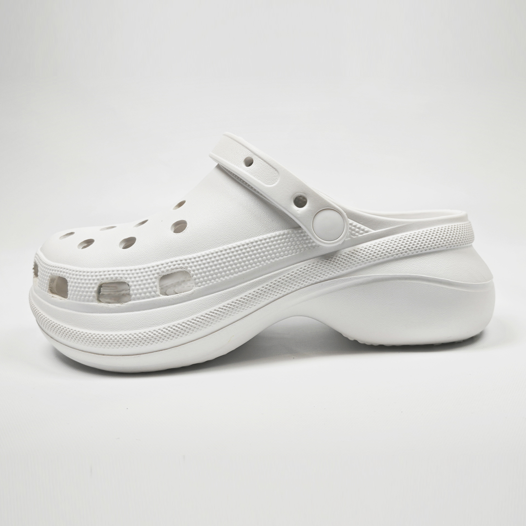 AKIBO厚底洞洞鞋-牛奶白(中性款、6公分厚底增高、輕量、兩穿、防水)