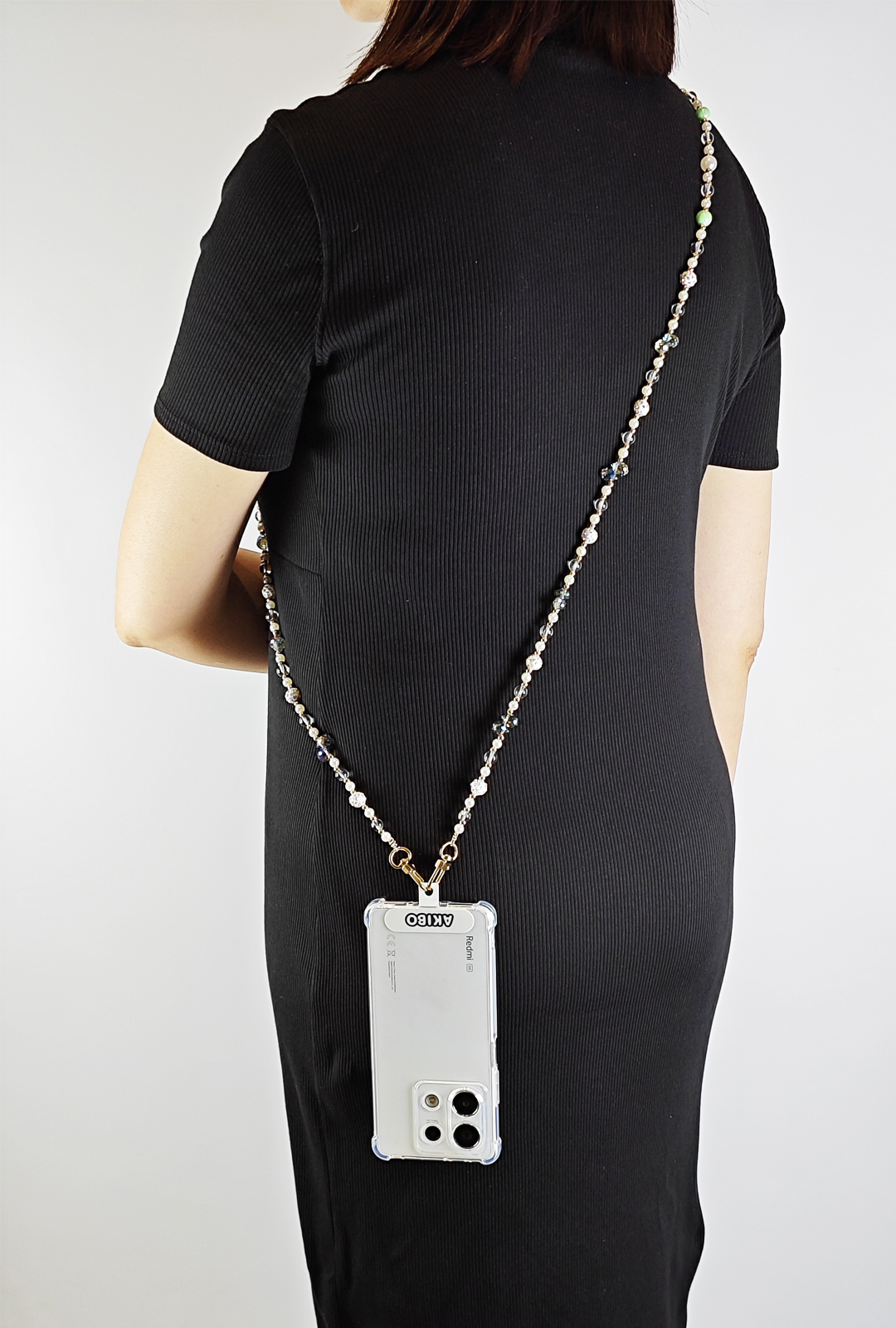 AKIBO巴洛克彩珠包包手機掛繩-森林綠