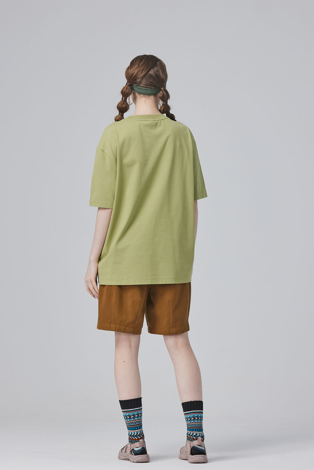 KANGOL中性寬版口袋T-綠