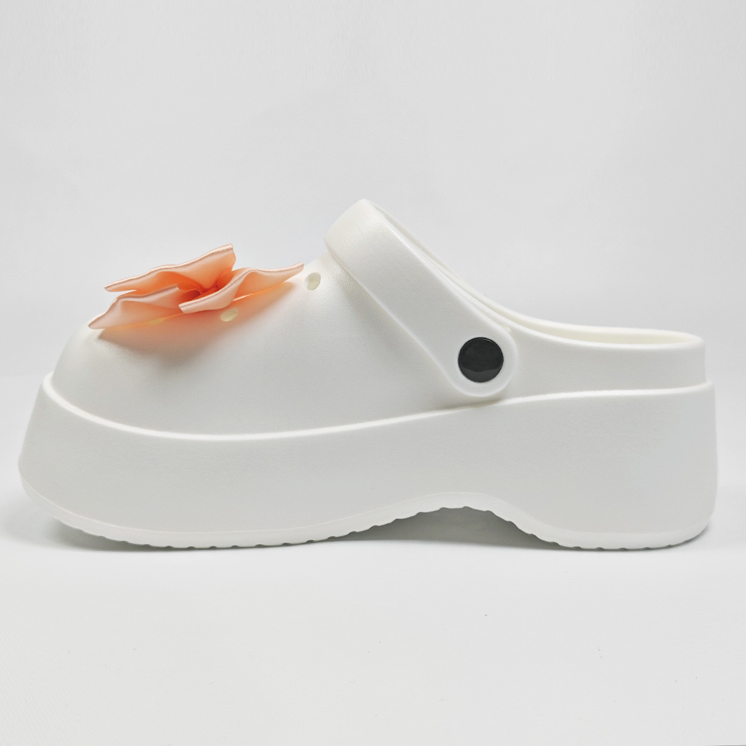 AKIBO極簡厚底洞洞鞋-牛奶白(中性款、耐走、兩穿、防水)