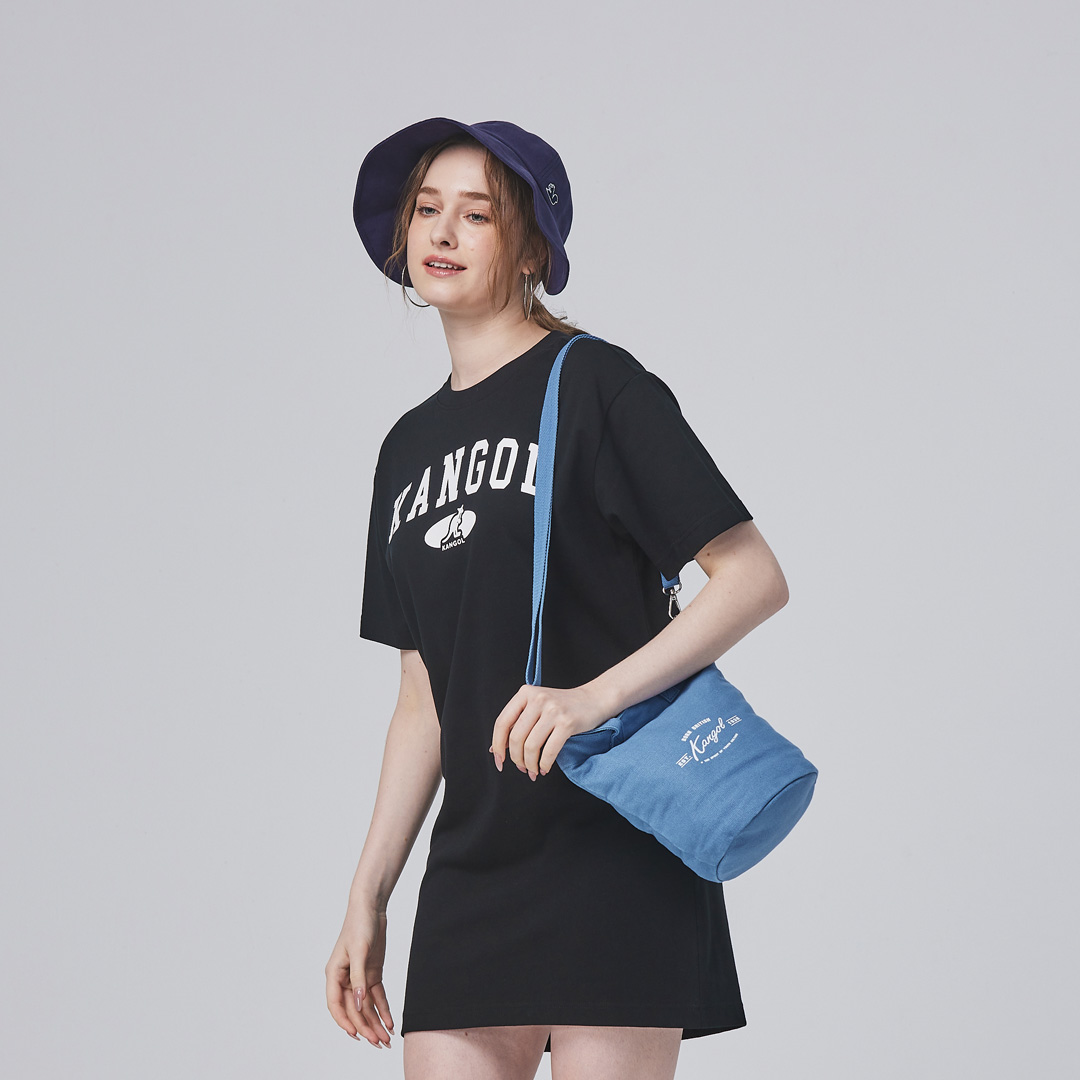 KANGOL帆布側背包-藍