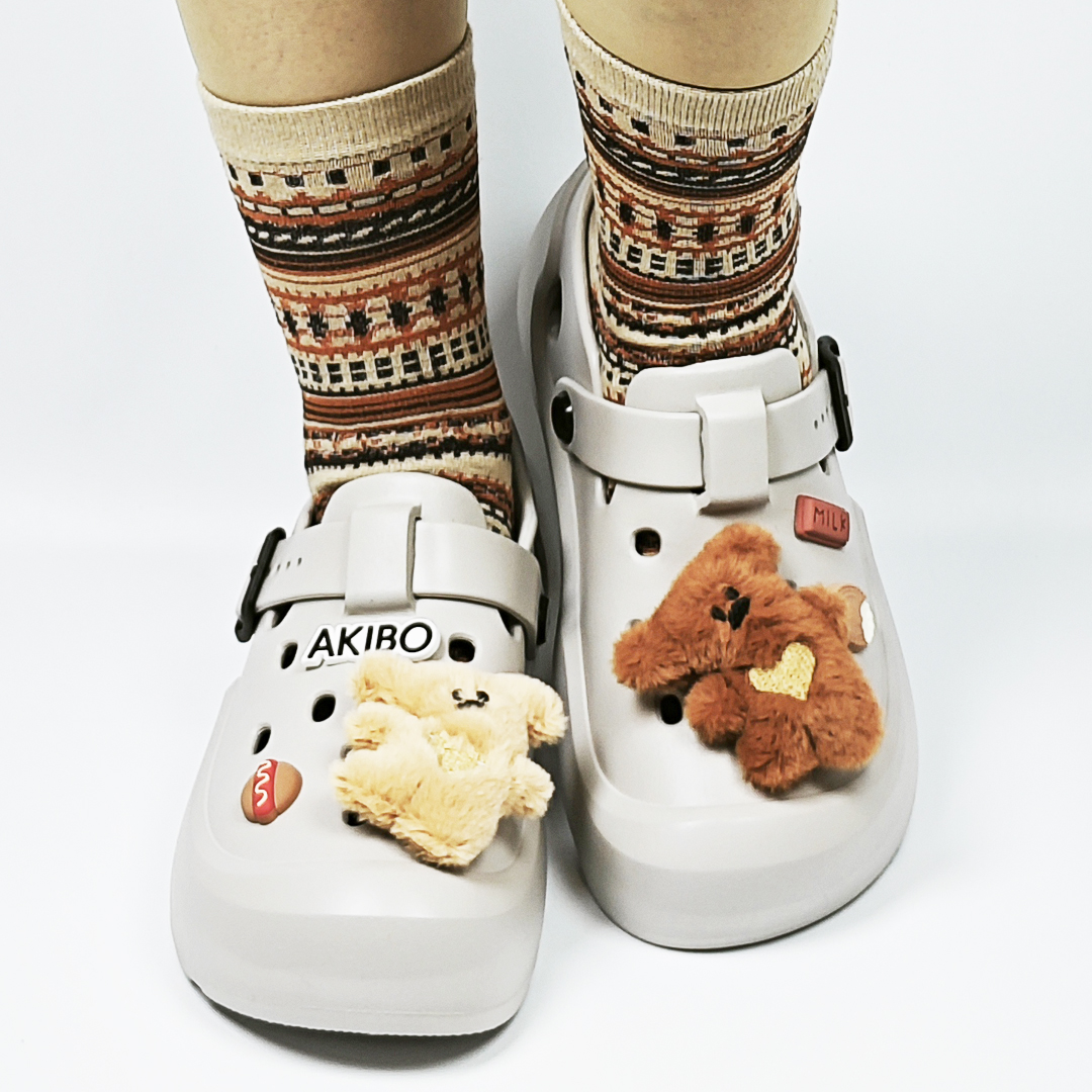 AKIBO愛心熊熊款洞洞鞋扣(五件組)