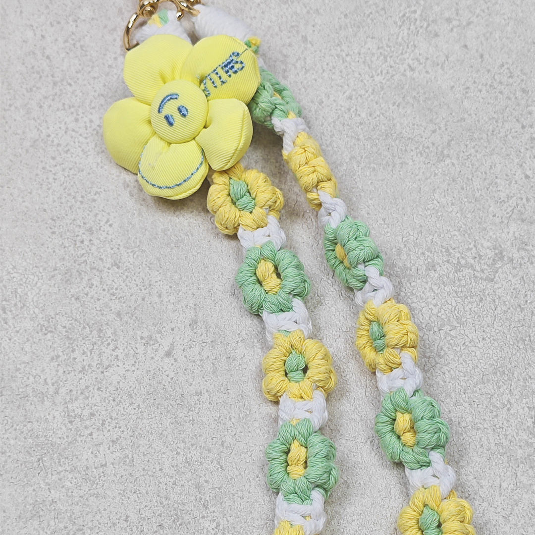 AKIBO手工編織花朵包包手機掛繩-清新綠