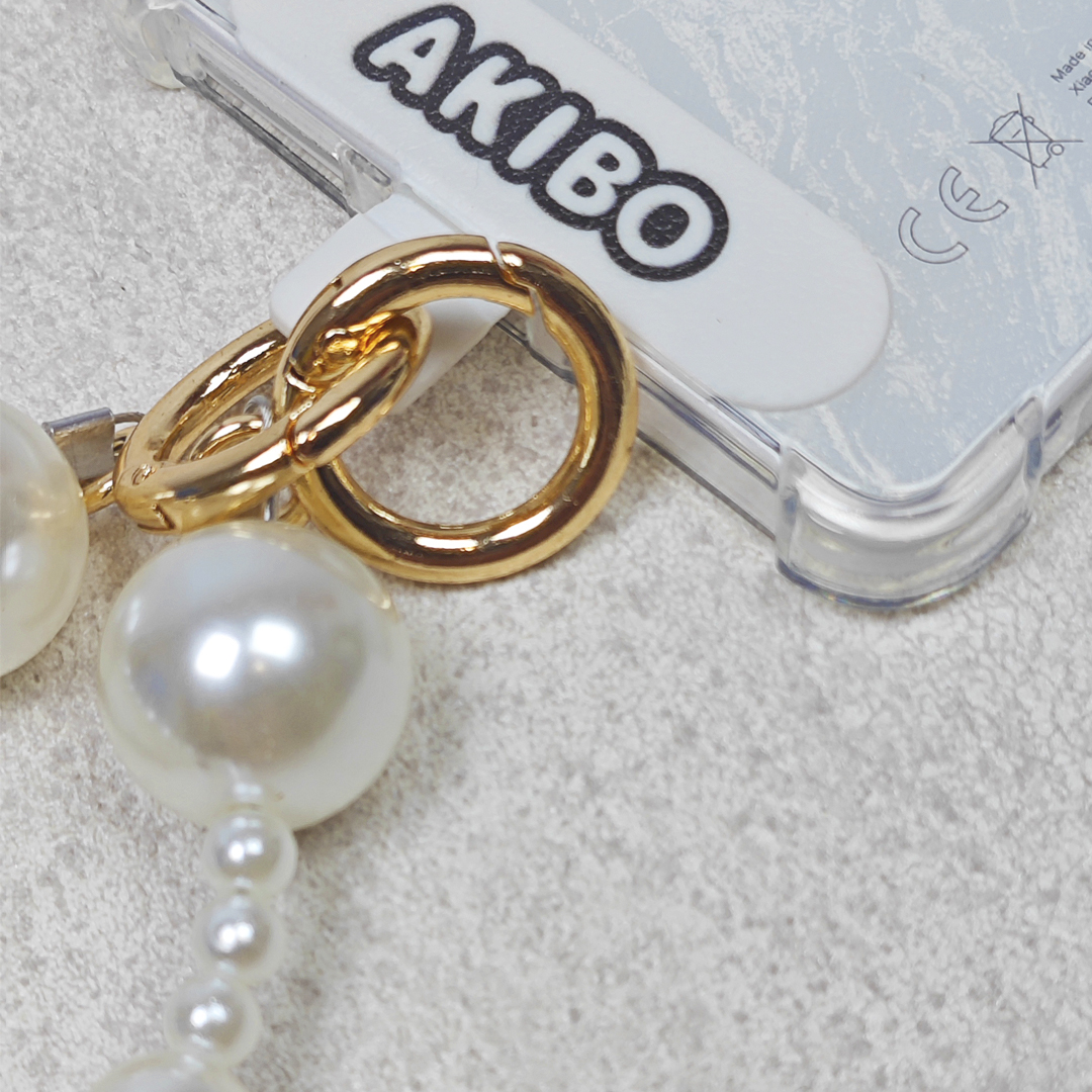 AKIBO雅緻珍珠包包手機掛繩-牛奶白