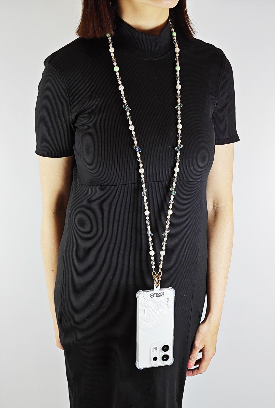 AKIBO巴洛克彩珠包包手機掛繩-森林綠