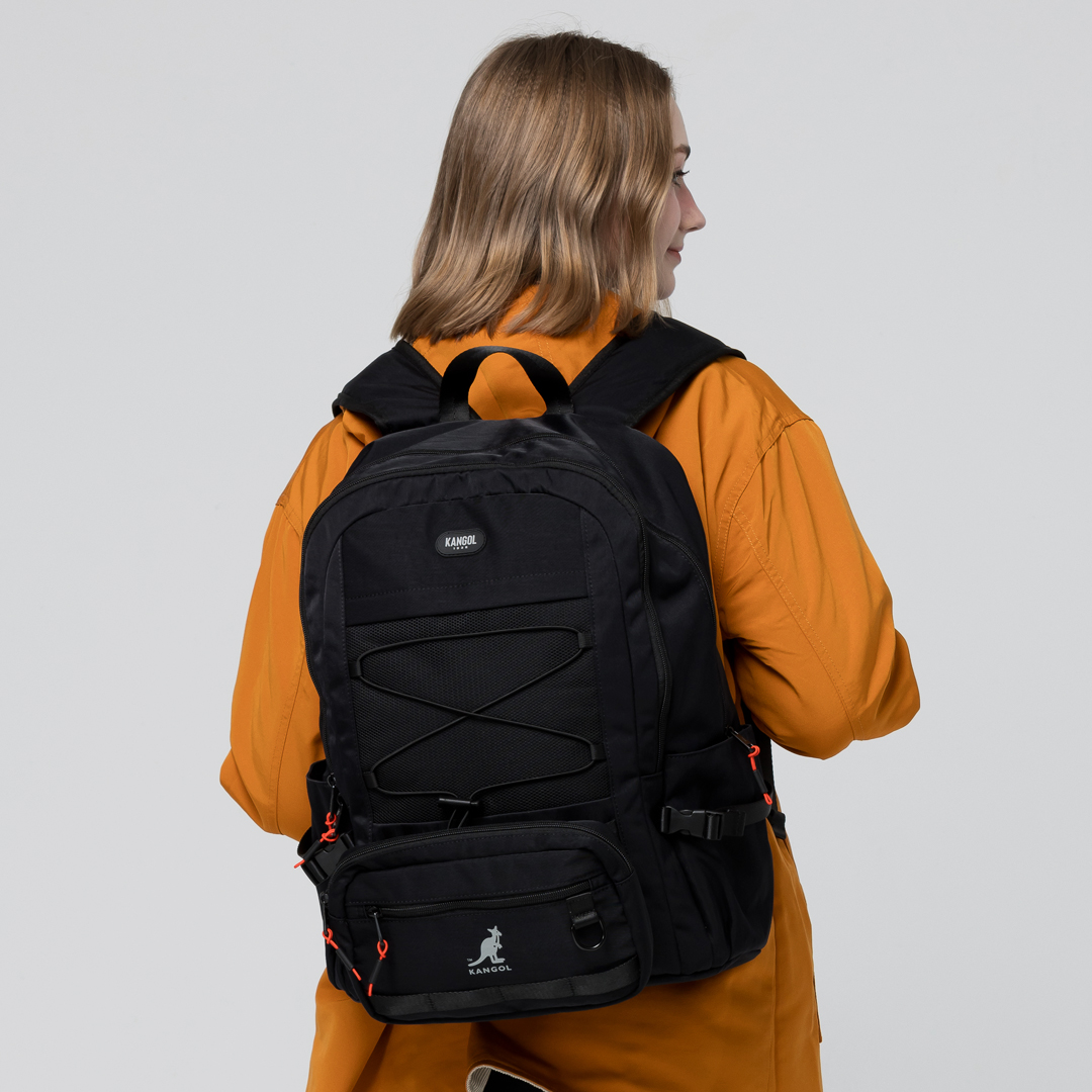 KANGOL袋鼠多功能後背包-黑