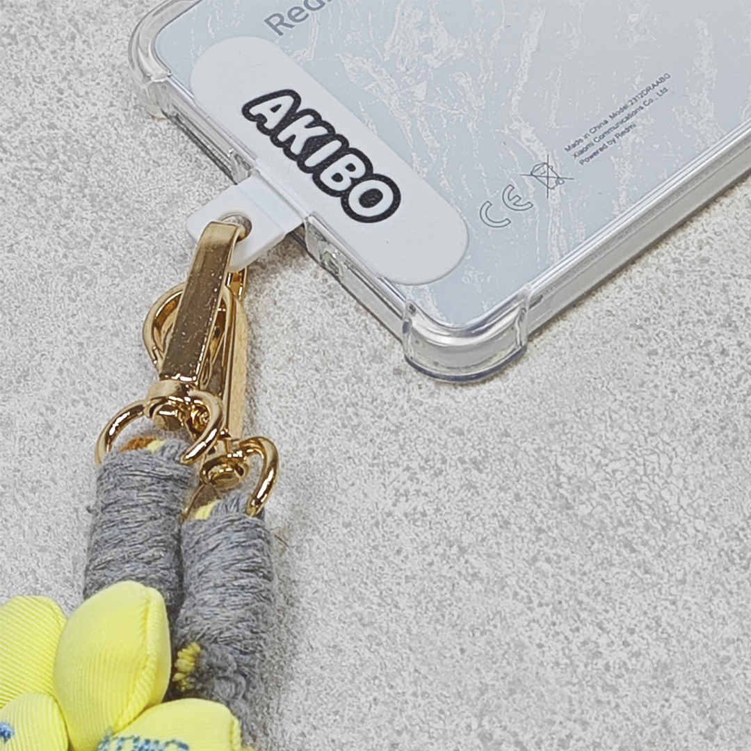 AKIBO手工編織花朵包包手機掛繩-陽光黃