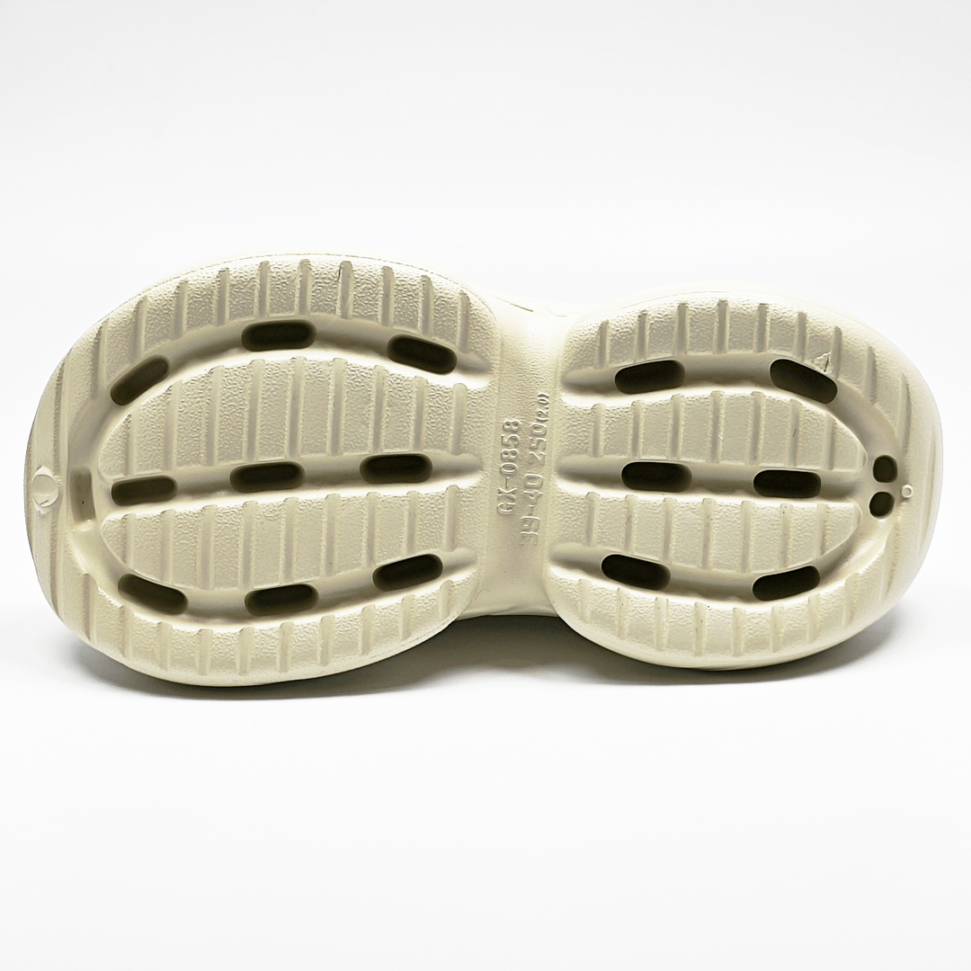 AKIBO搖滾老爹洞洞鞋-奶油白(中性款、6公分厚底增高、輕量、兩穿、防水)