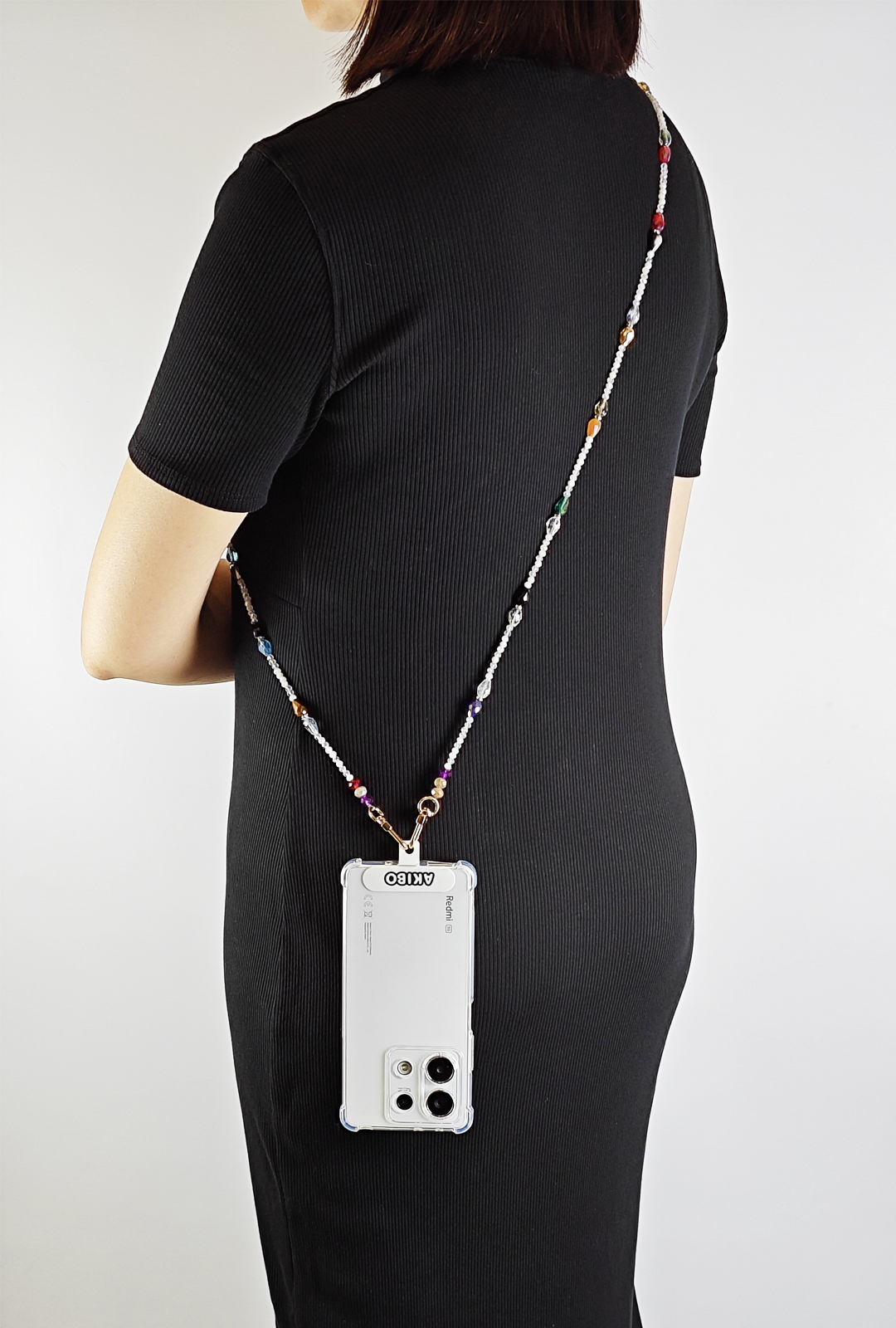 AKIBO波西米亞彩珠包包手機掛繩-多彩