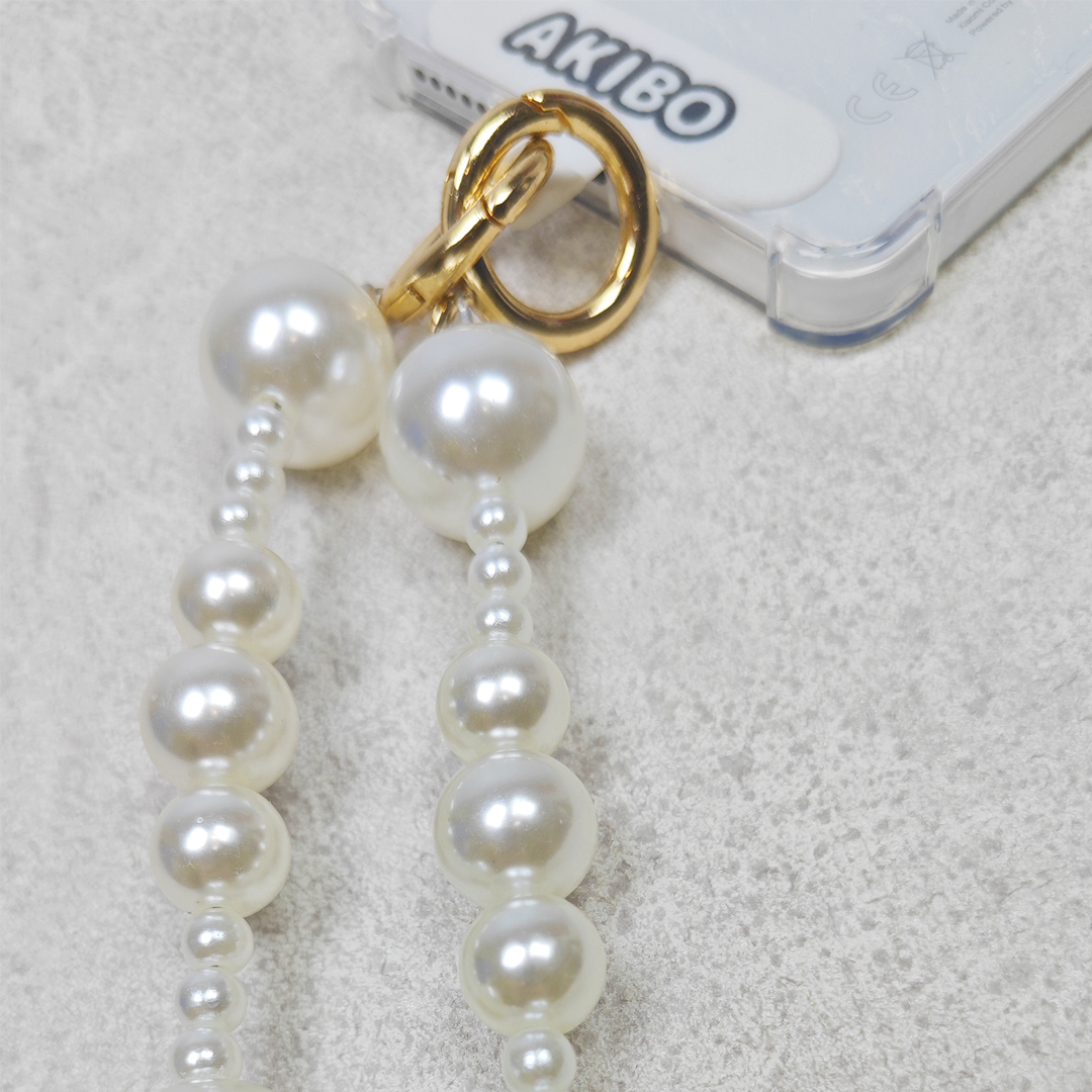 AKIBO雅緻珍珠包包手機掛繩-牛奶白