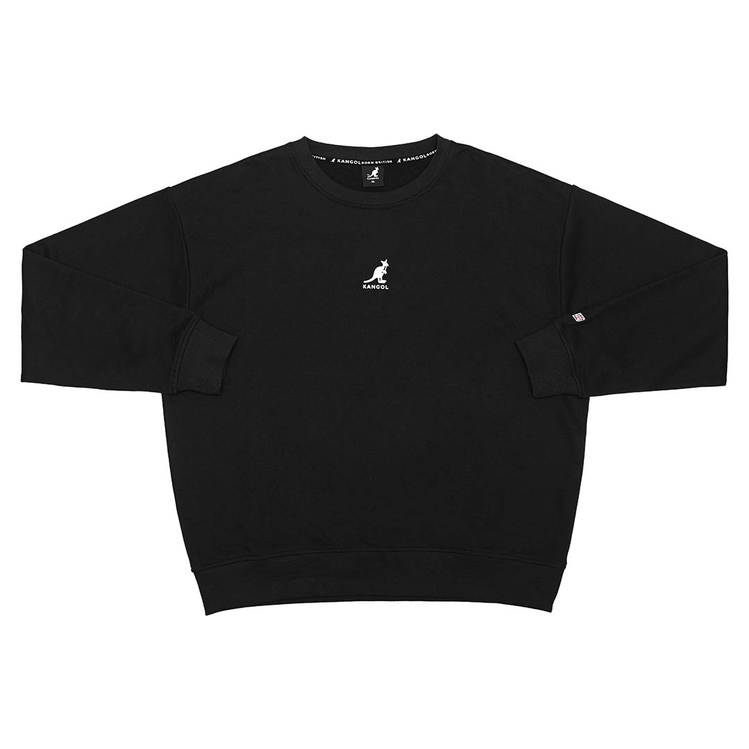 KANGOL袋鼠中性落肩大學T-黑