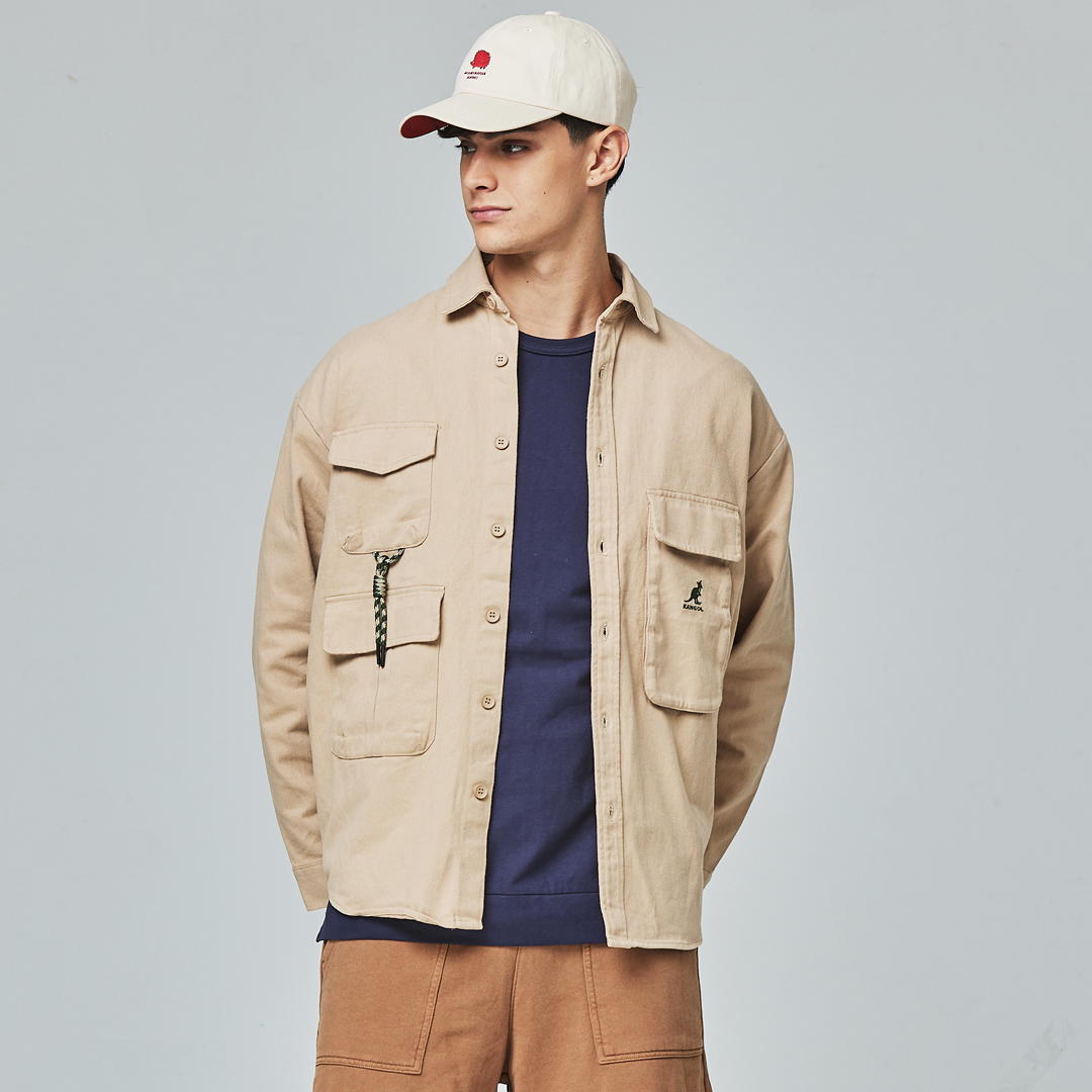 KANGOL袋鼠工裝口袋襯衫外套