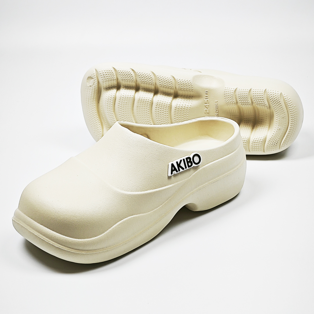 AKIBO清新穆勒鞋-牛奶白(女款、輕量、耐走、防水)