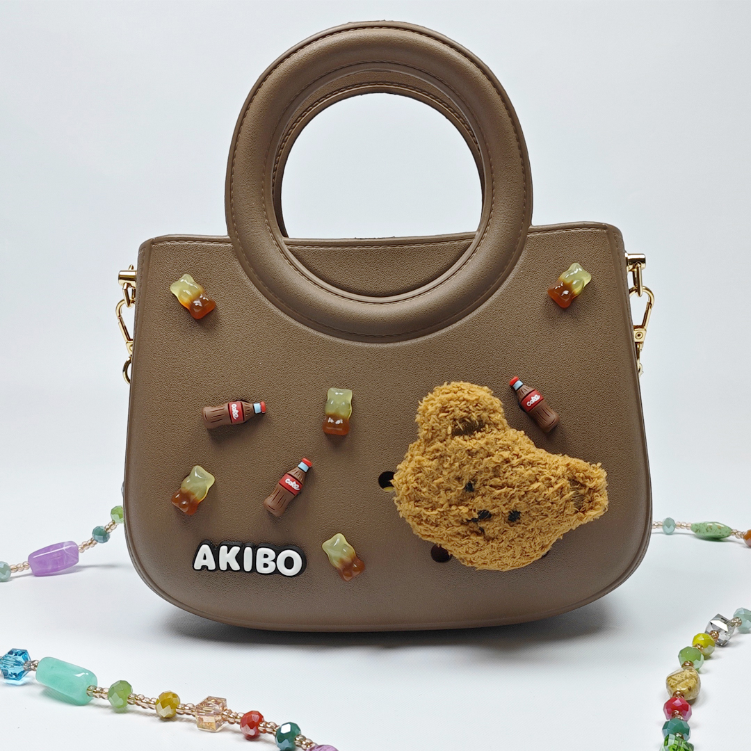 AKIBO滿月包-焦糖咖/波西米亞寶石背帶(肩背手提洞洞包。中性款、輕量、防水)