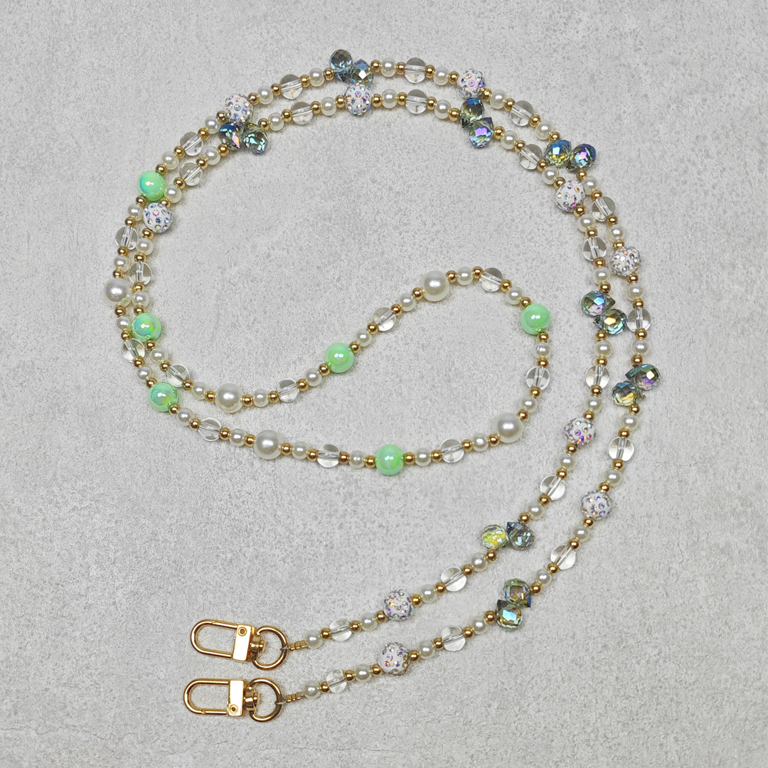 AKIBO巴洛克彩珠包包手機掛繩-森林綠