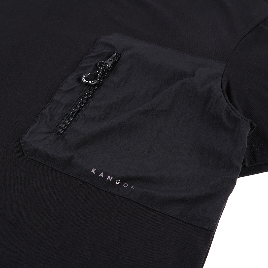 KANGOL中性寬版口袋T-黑