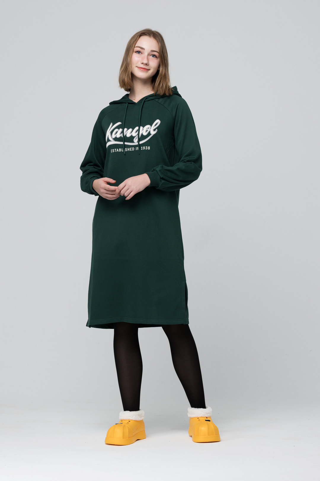 AKIBO毛毛洞洞短靴-陽光黃(4公分厚底增高、雲朵感、輕量、保暖)