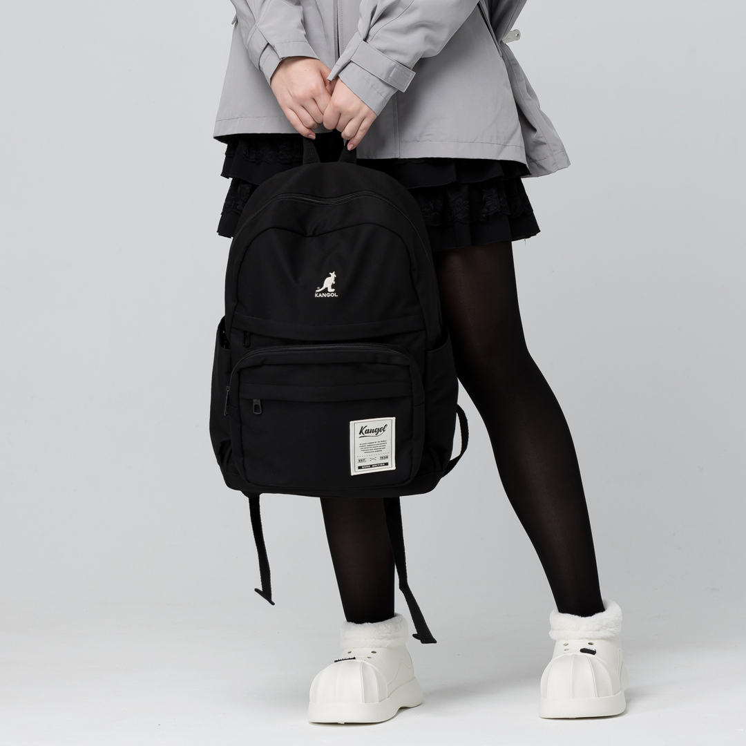 KANGOL袋鼠基本後背包-黑