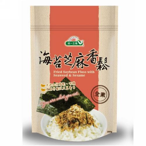 【統一生機】海苔芝麻香鬆 全素 200g｜非基改大豆蛋白 日曬海鹽 純釀醬油 義大利葡萄籽油焙炒 不添加防腐劑味精