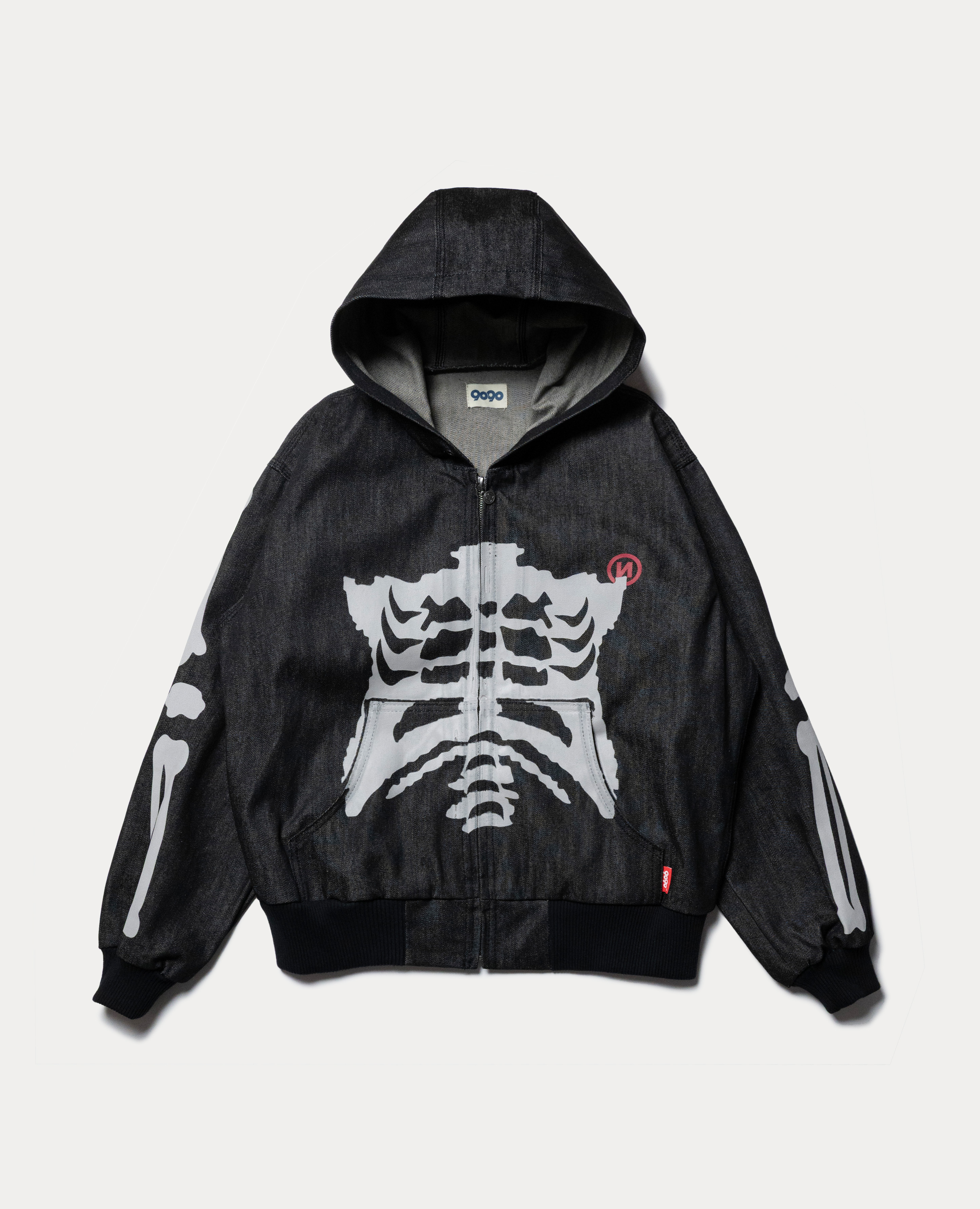 9090 Bone Rigid Denim Zip Hoodie