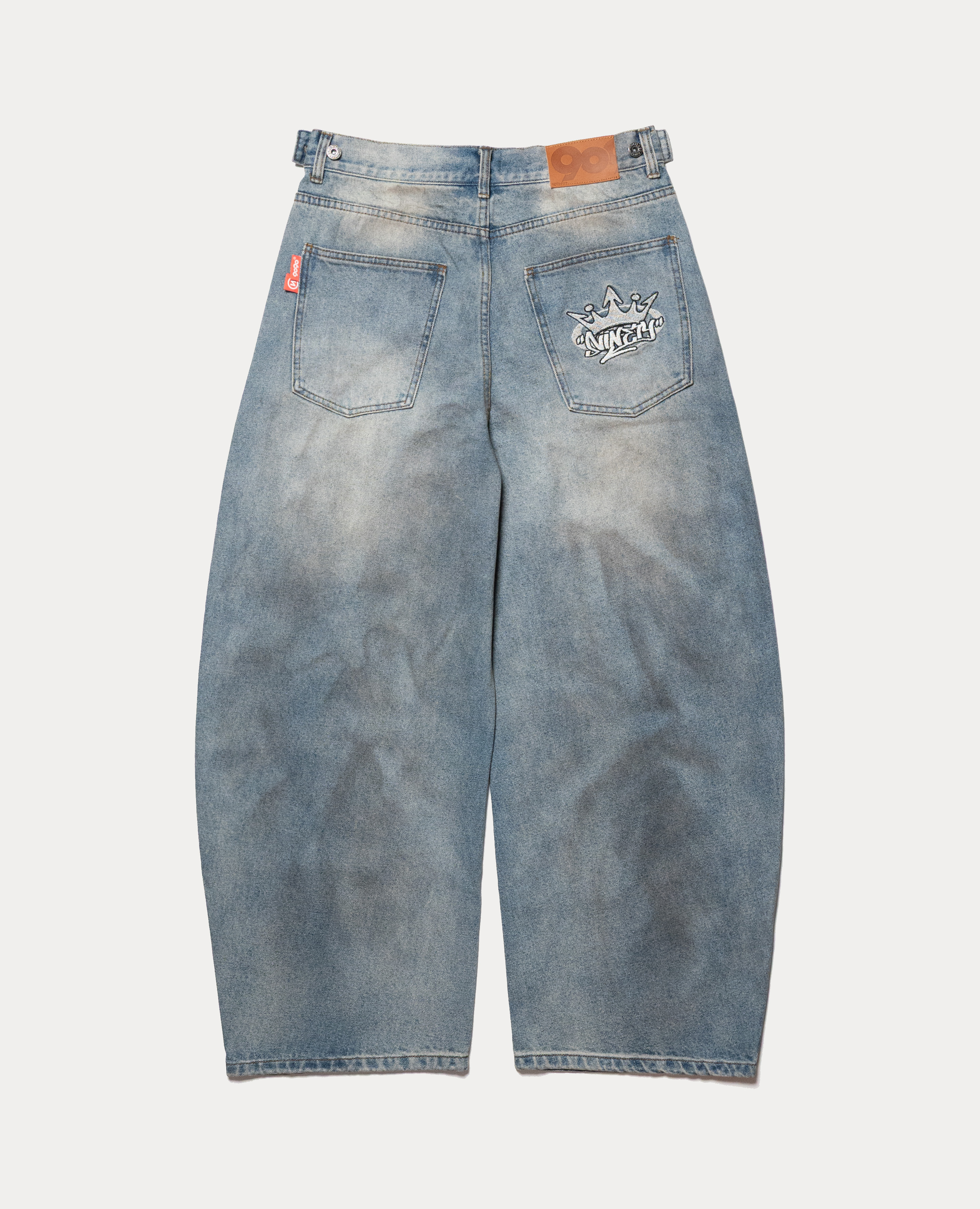 9090 King Logo Slub Denim Buggy Pants | 9090 | Brand - REACTION