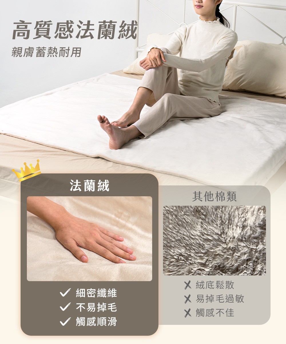 【聲寶SAMPO】恆溫定時披蓋式電熱毯 HY-HC08BS9