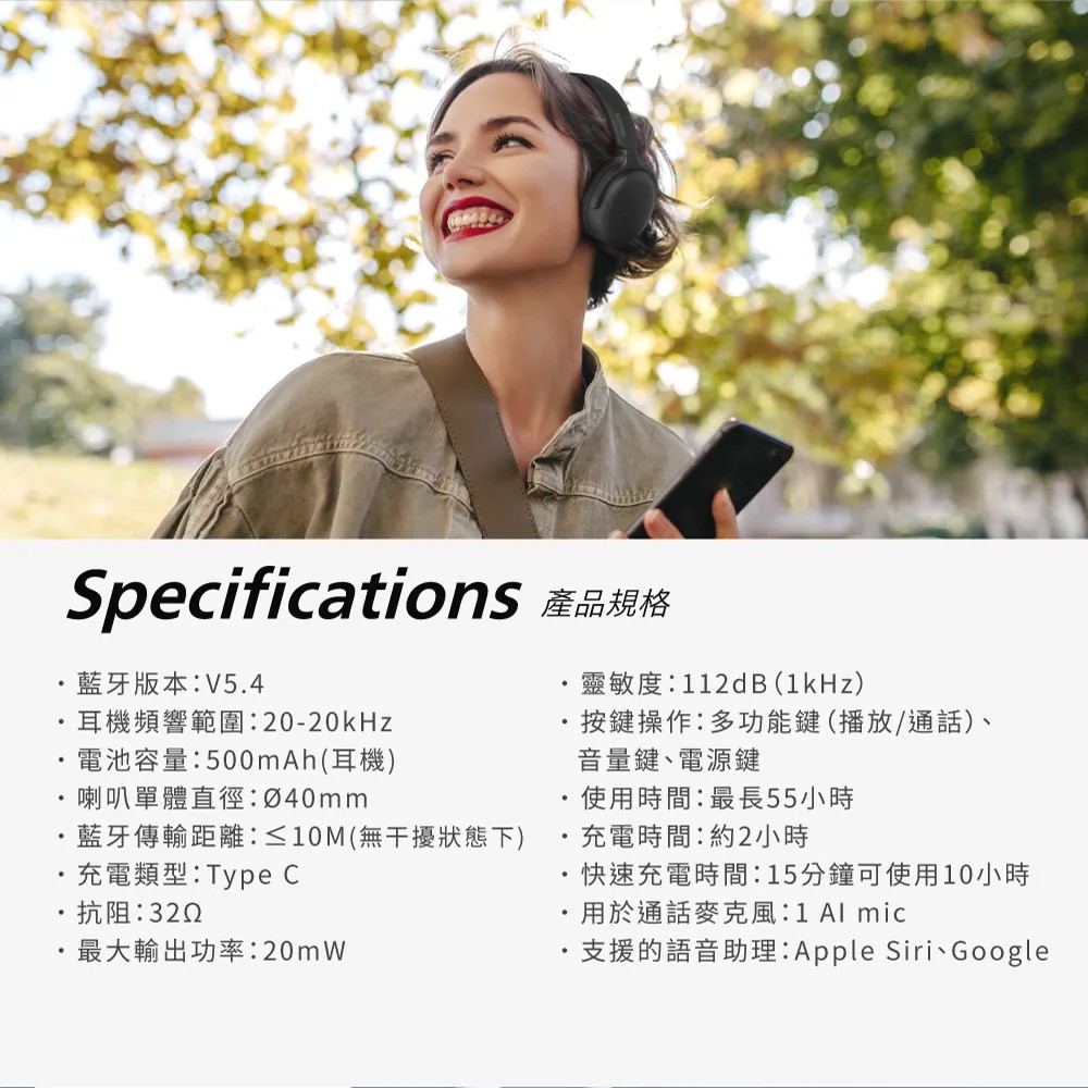 【PHILIPS 飛利浦】無線藍牙耳罩式耳機 TAH23009