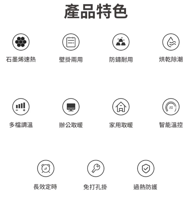【Philips飛利浦】石磨烯壁掛暖風機(附遙控) AHR3126FX14