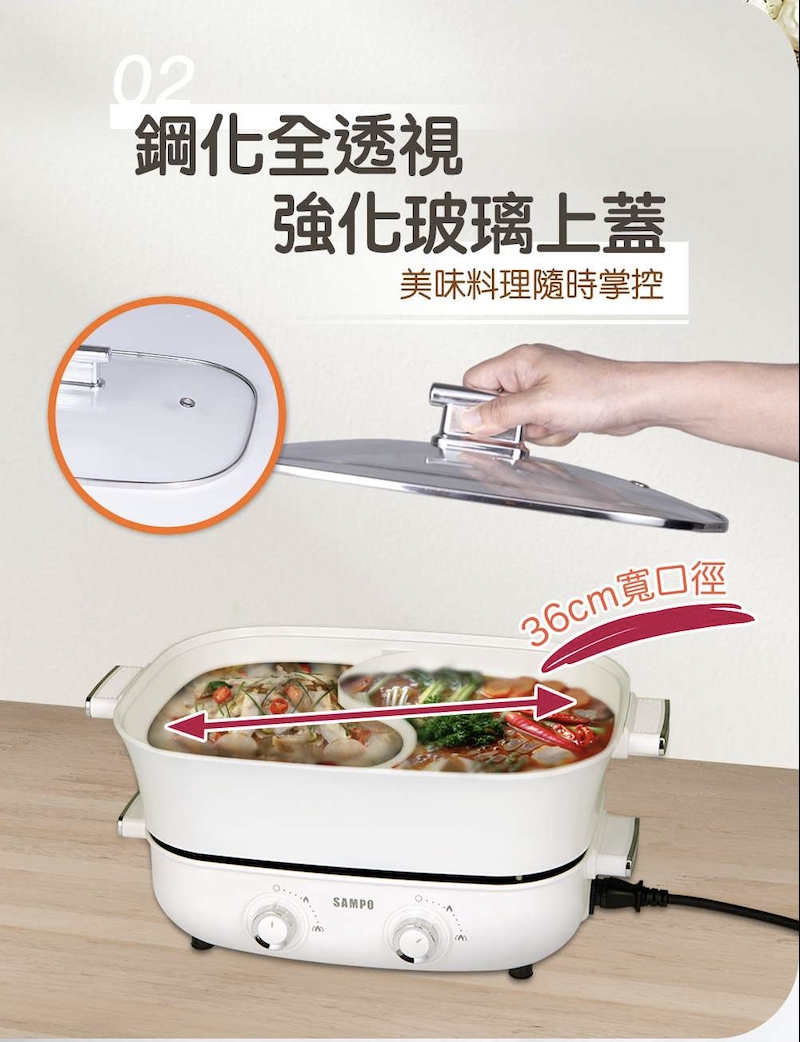 SAMPO聲寶 6.2L大容量雙調溫鴛鴦鍋 TQ-LA65W5