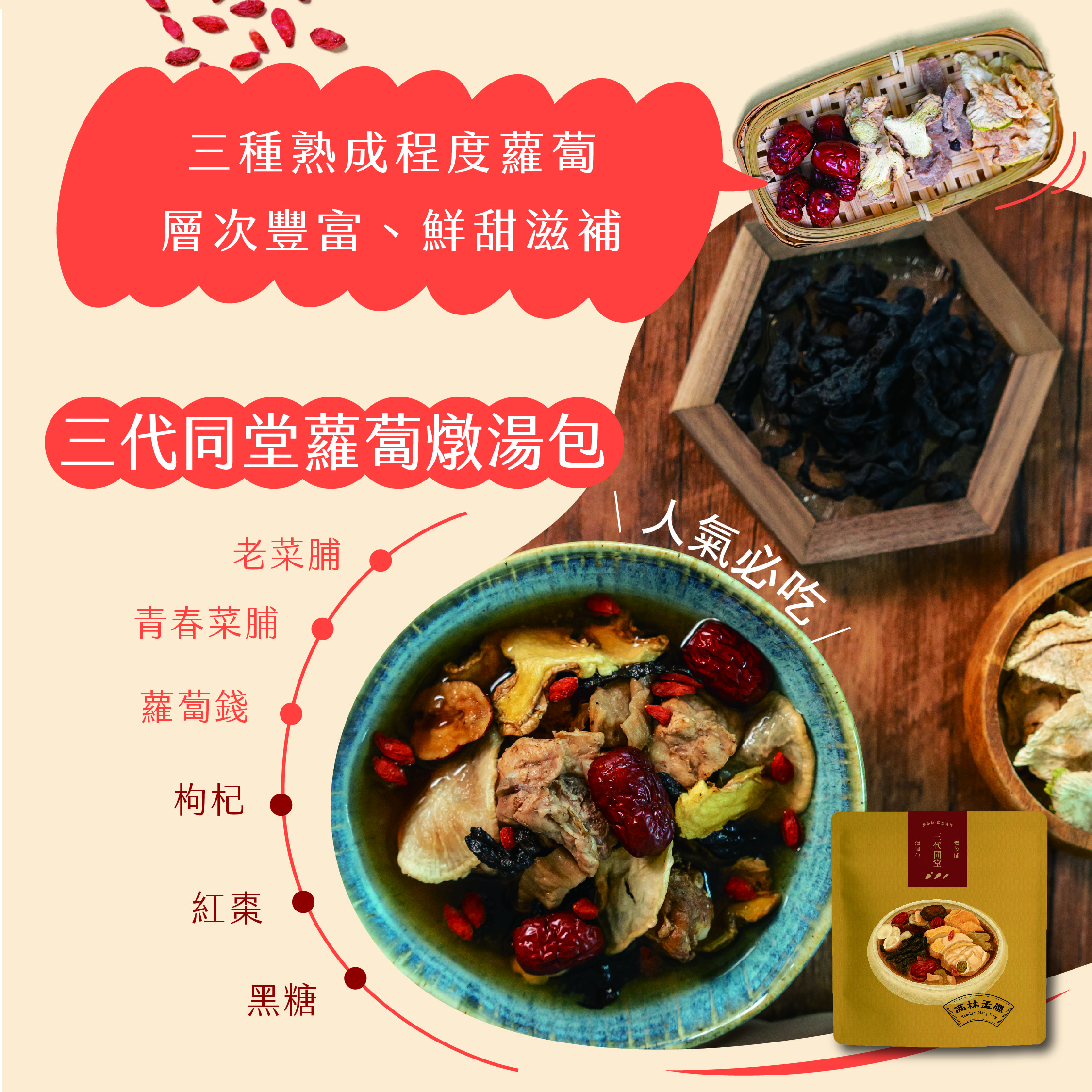 【高林孟鳳】老菜脯便利燉湯包 2包免運組15