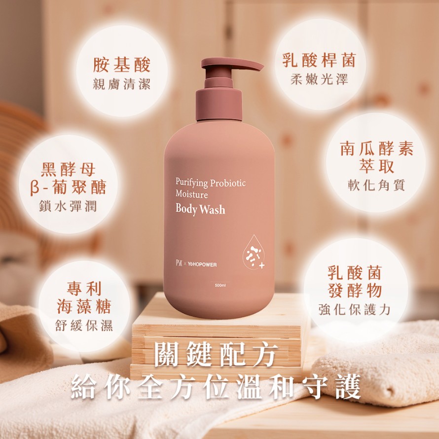 PSK × 悠活原力|益菌雙星組 益菌B5修護舒緩身體乳+淨膚益菌保濕沐浴乳3