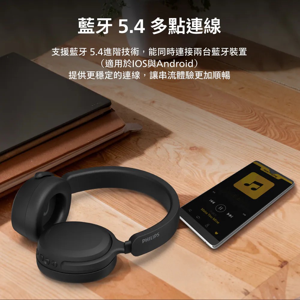 【PHILIPS 飛利浦】無線藍牙耳罩式耳機 TAH23006