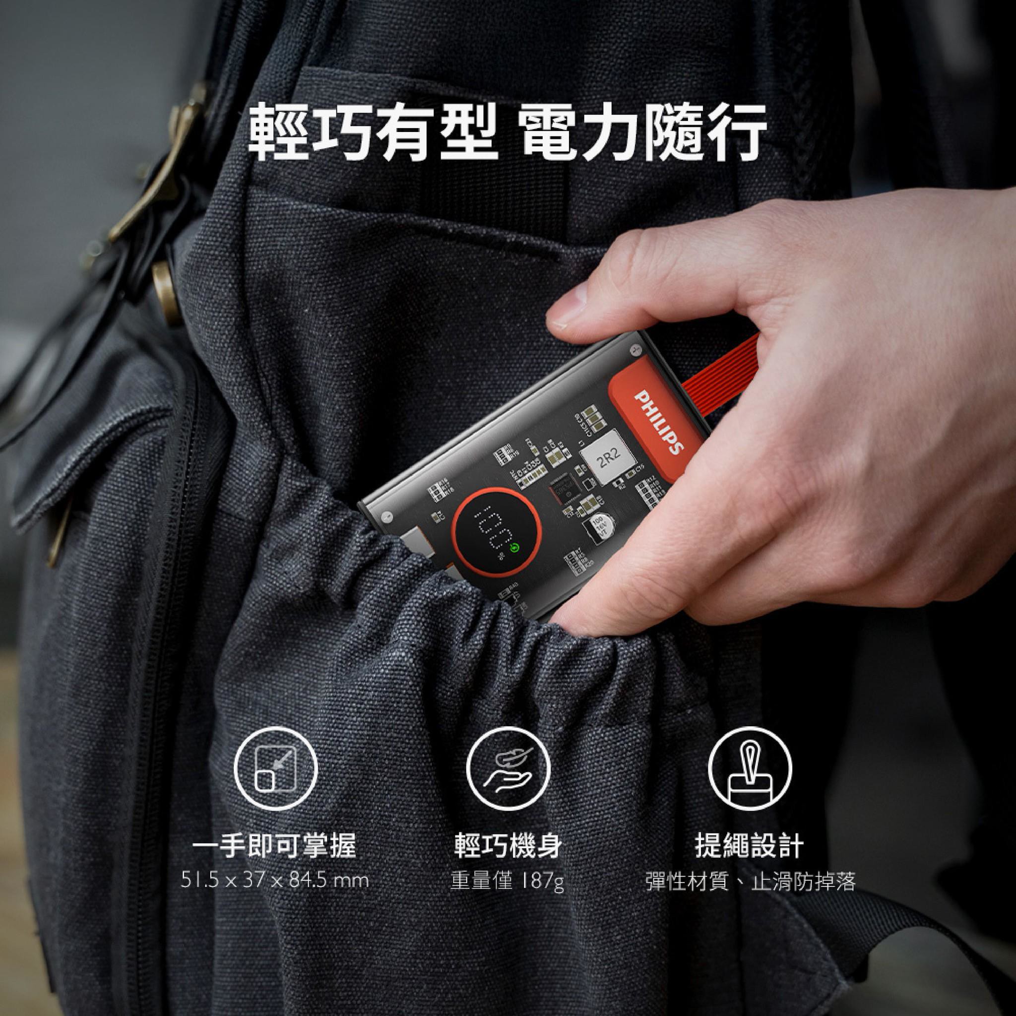 【PHILIPS飛利浦 粉紫漸變新色 1+1 優惠組】 📌 行動電源透明款 DLP5715CM + 不打結磁吸收納線150cm DLC4588CM5