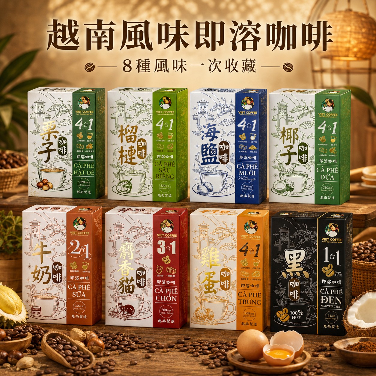 【羅布斯塔】 越南風味即溶咖啡|8口味16包試飲免運組3