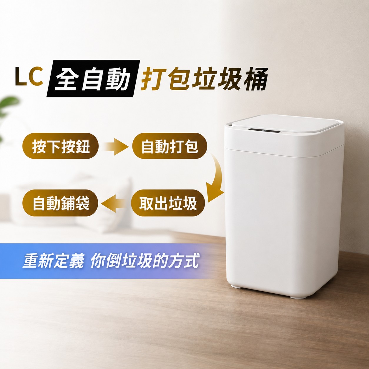【LC生活科技】全自動打包垃圾桶 Final 有蓋版4