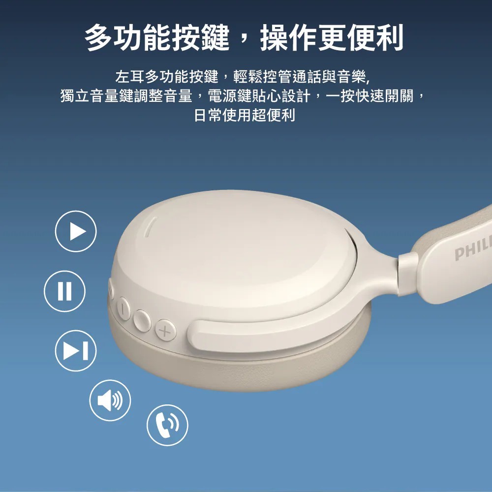 【PHILIPS 飛利浦】無線藍牙耳罩式耳機 TAH23007