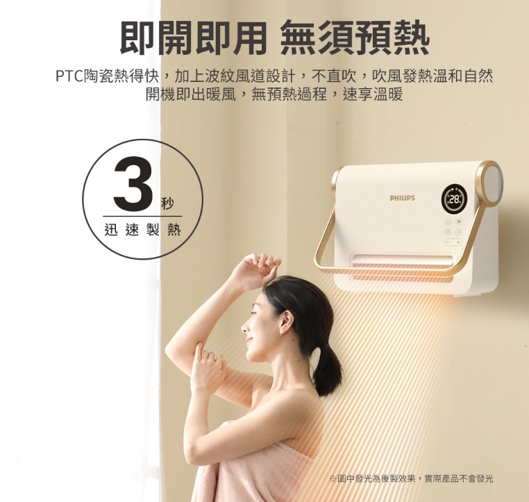 【Philips飛利浦】石磨烯壁掛暖風機(附遙控) AHR3126FX13