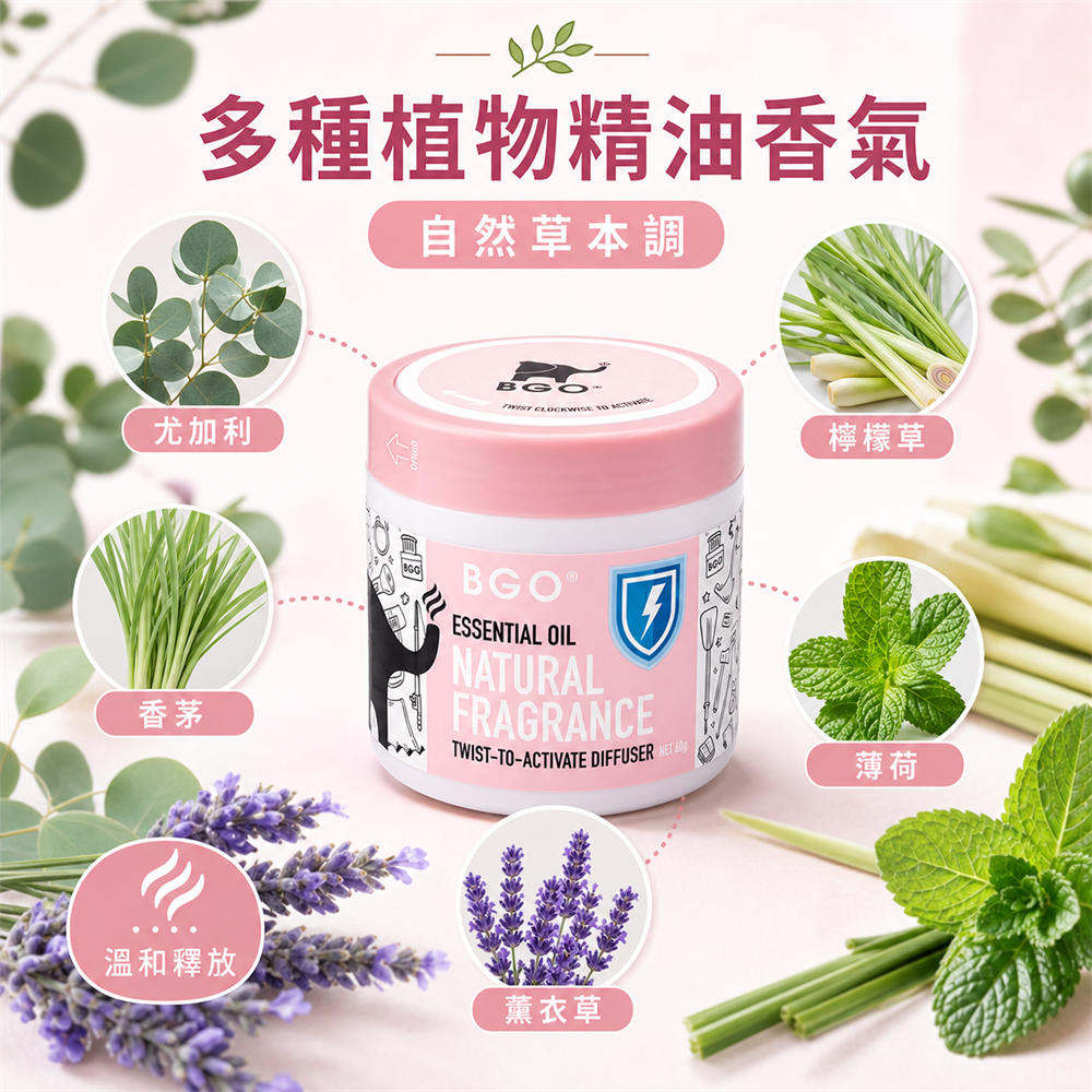 紐西蘭BGO植萃精油香氛旋轉罐60g 三入組2