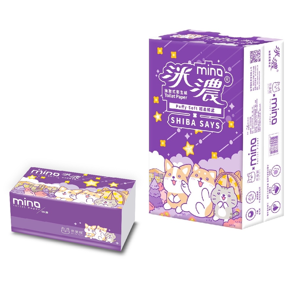 Mino洣濃柴語錄 抽取式花紋衛生紙90抽X72包/箱