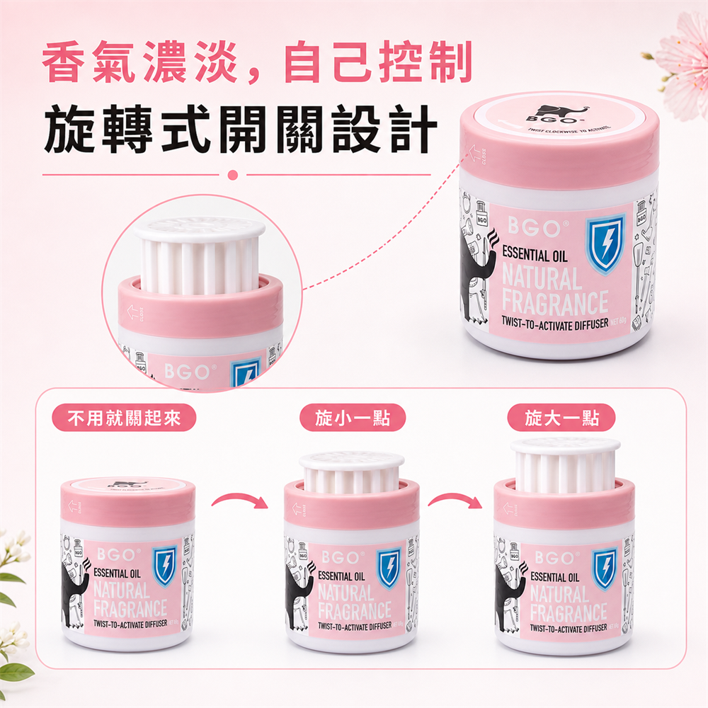 紐西蘭BGO植萃精油香氛旋轉罐60g 三入組12
