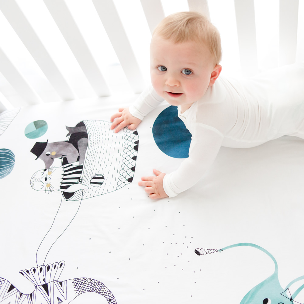 美國RookieHumans 嬰兒床純棉絲柔床包 (深海愛戀)3