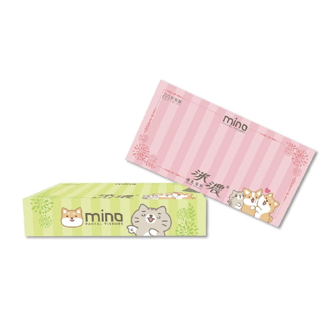 Mino洣濃柴語錄 懷柔盒裝面紙180抽X50盒/箱 (兩色隨機出貨)