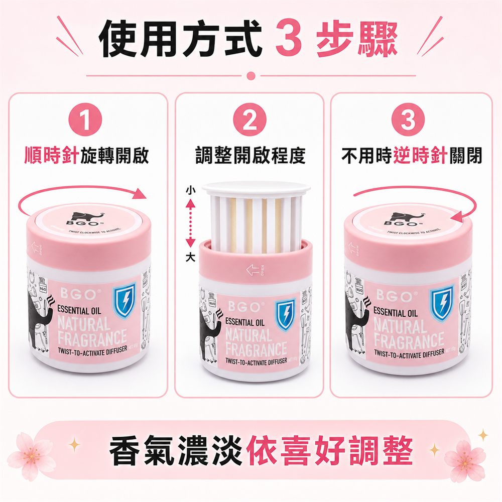 紐西蘭BGO植萃精油香氛旋轉罐60g 三入組9