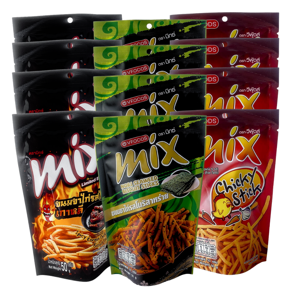 泰國 MIX脆脆條 12入組 (海苔/韓式辣雞/雞汁蒜辣)5