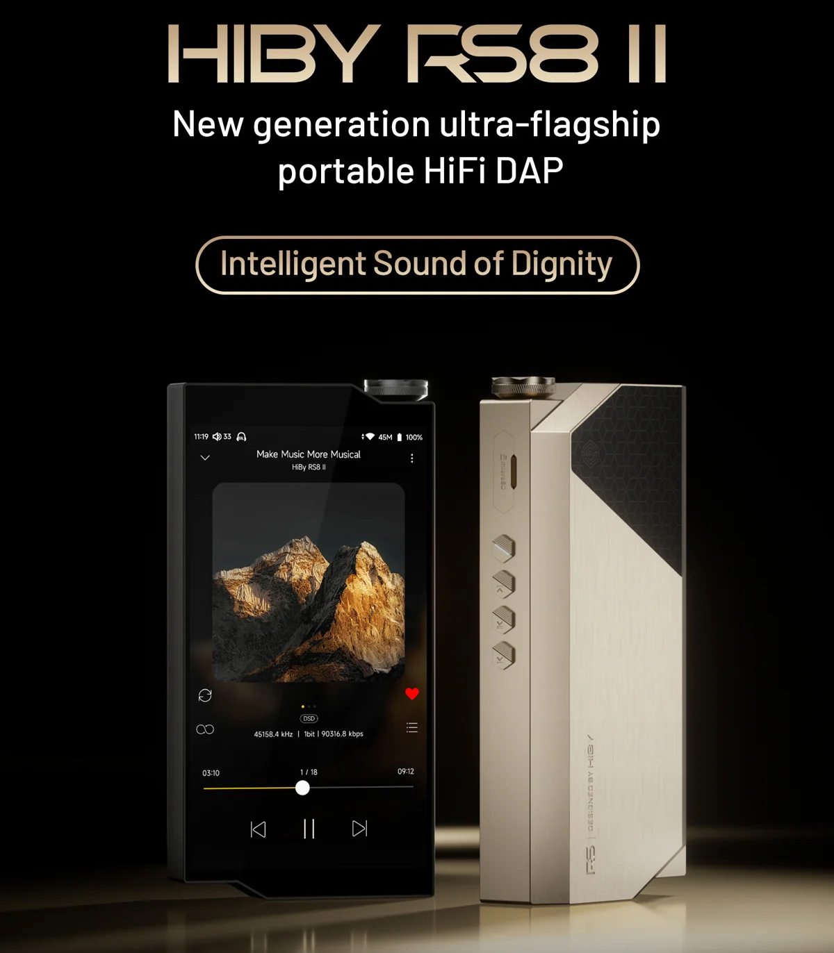HiBy RS8 II 新世代旗艦級 AI 音色模擬 Hi-Fi 播放器｜DARWIN III R2R 架構 × Qualcomm 8Gen2 平台 × 46.8Wh 高電壓電池
